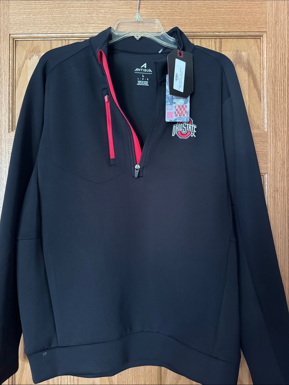 Antigua Ohio State Buckeyes Black Neck Zip polyester Pullover Unisex Large NEW